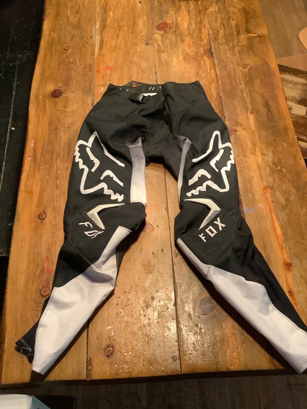 Fox Black and White MX Pants with Fox Head Graphics